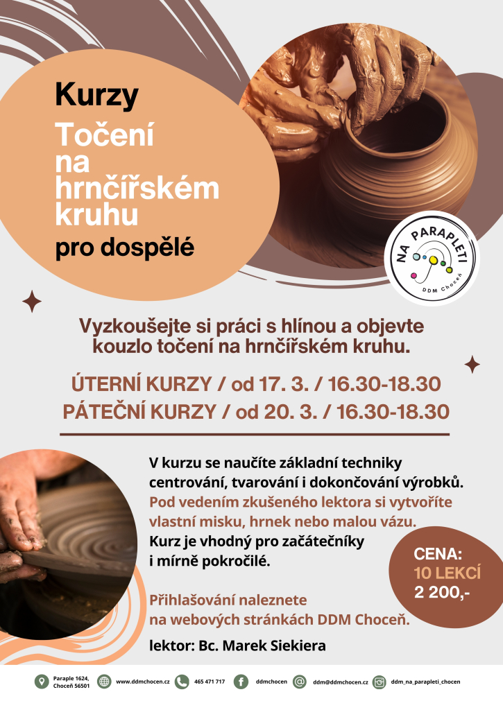 Kurz - Točení na kruhu pro dospělé (PÁTKY - 10 lekcí)