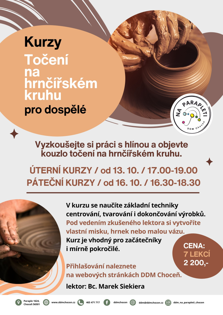 Kurz - Točení na kruhu pro dospělé (ÚTERKY - 7 lekcí)