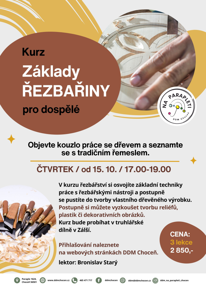 Základy řezbařiny - kurz pro dospělé (3 lekce)