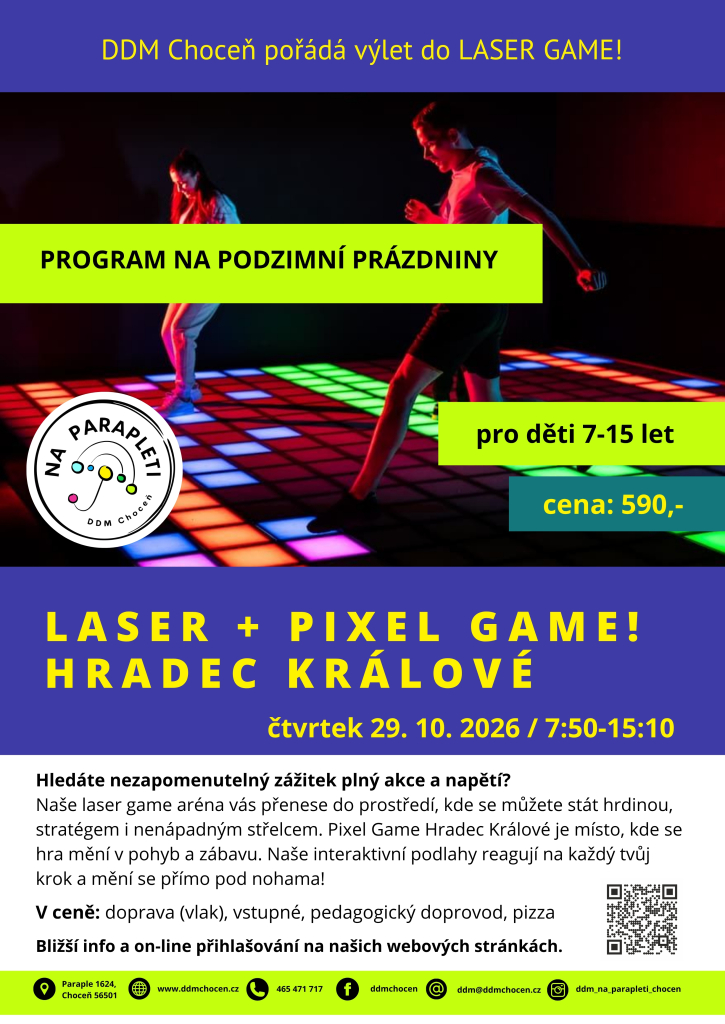 Podzimní prázdniny - výlet LASER + PIXEL game Hradec Králové